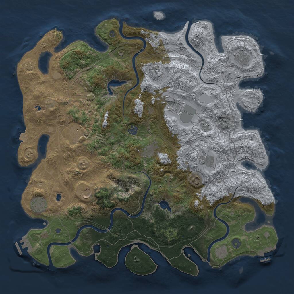 Rust Map: Procedural Map, Size: 4500, Seed: 1909391378, 17 Monuments