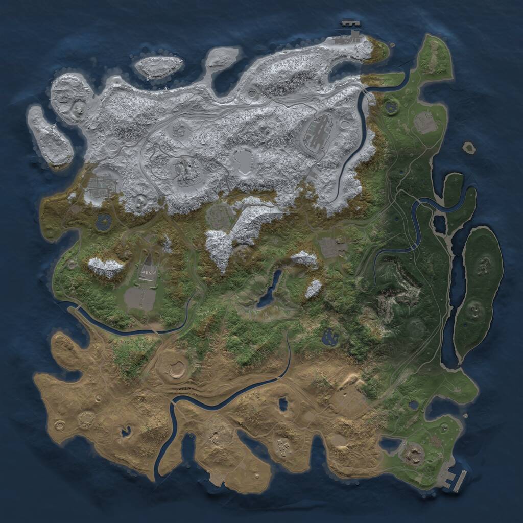 Rust Map: Procedural Map, Size: 4500, Seed: 274797658, 19 Monuments