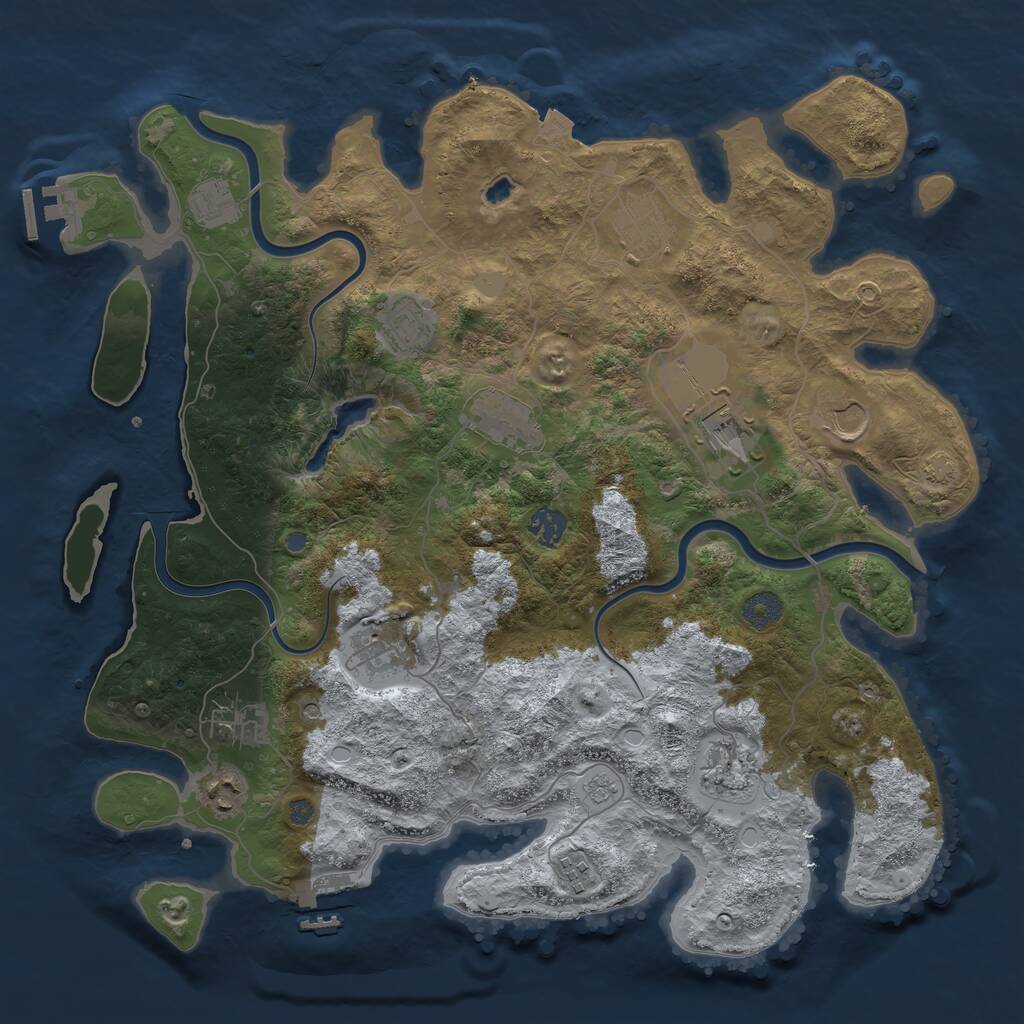 Rust Map: Procedural Map, Size: 4000, Seed: 288240249, 17 Monuments