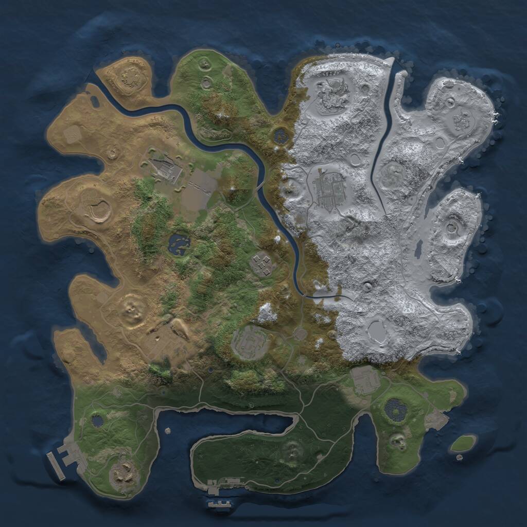 Rust Map: Procedural Map, Size: 3500, Seed: 4160406, 15 Monuments