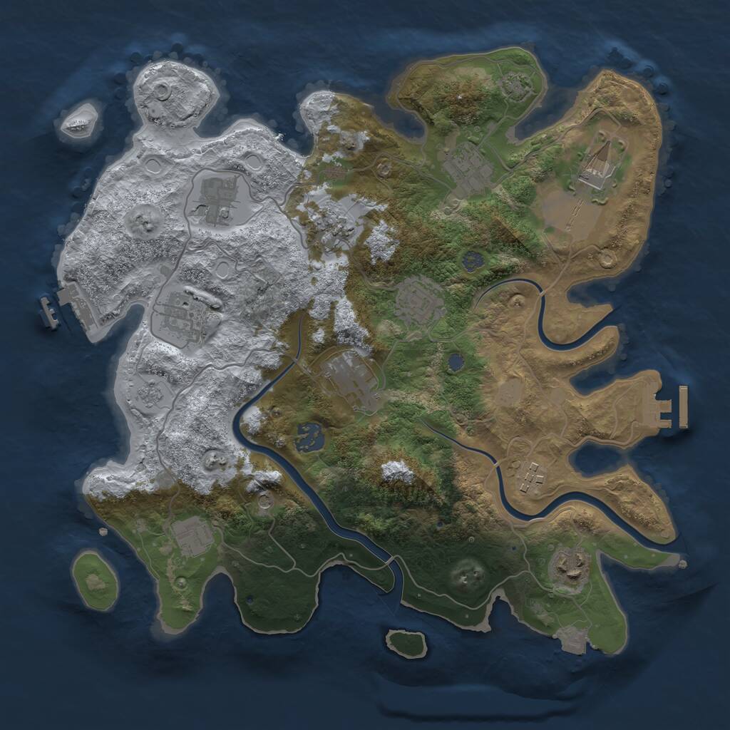Rust Map: Procedural Map, Size: 3500, Seed: 20261002, 18 Monuments