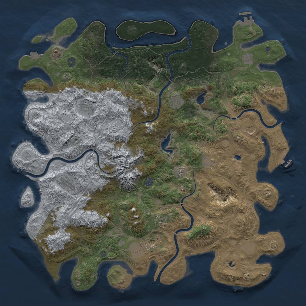 Rust Map: Procedural Map, Size: 5000, Seed: 91, 17 Monuments