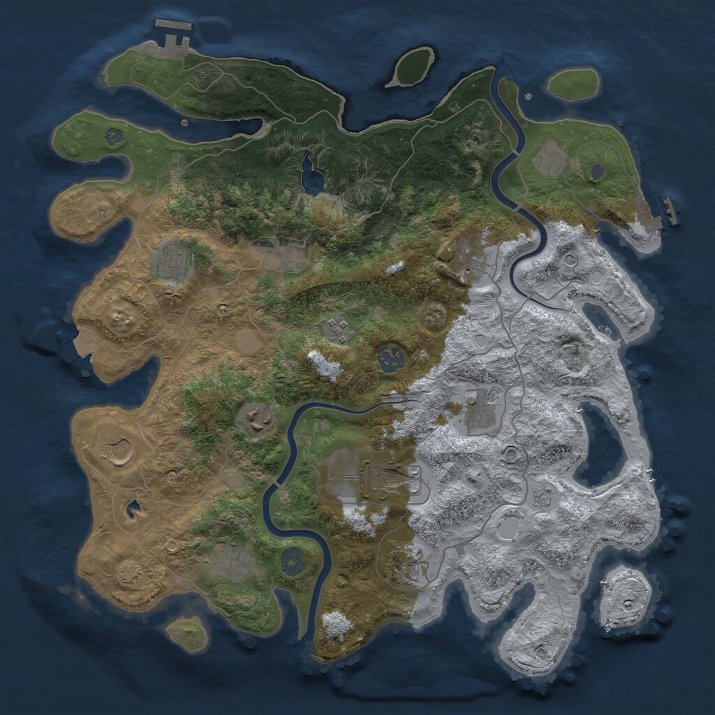 Rust Map: Procedural Map, Size: 4000, Seed: 538587606, 17 Monuments