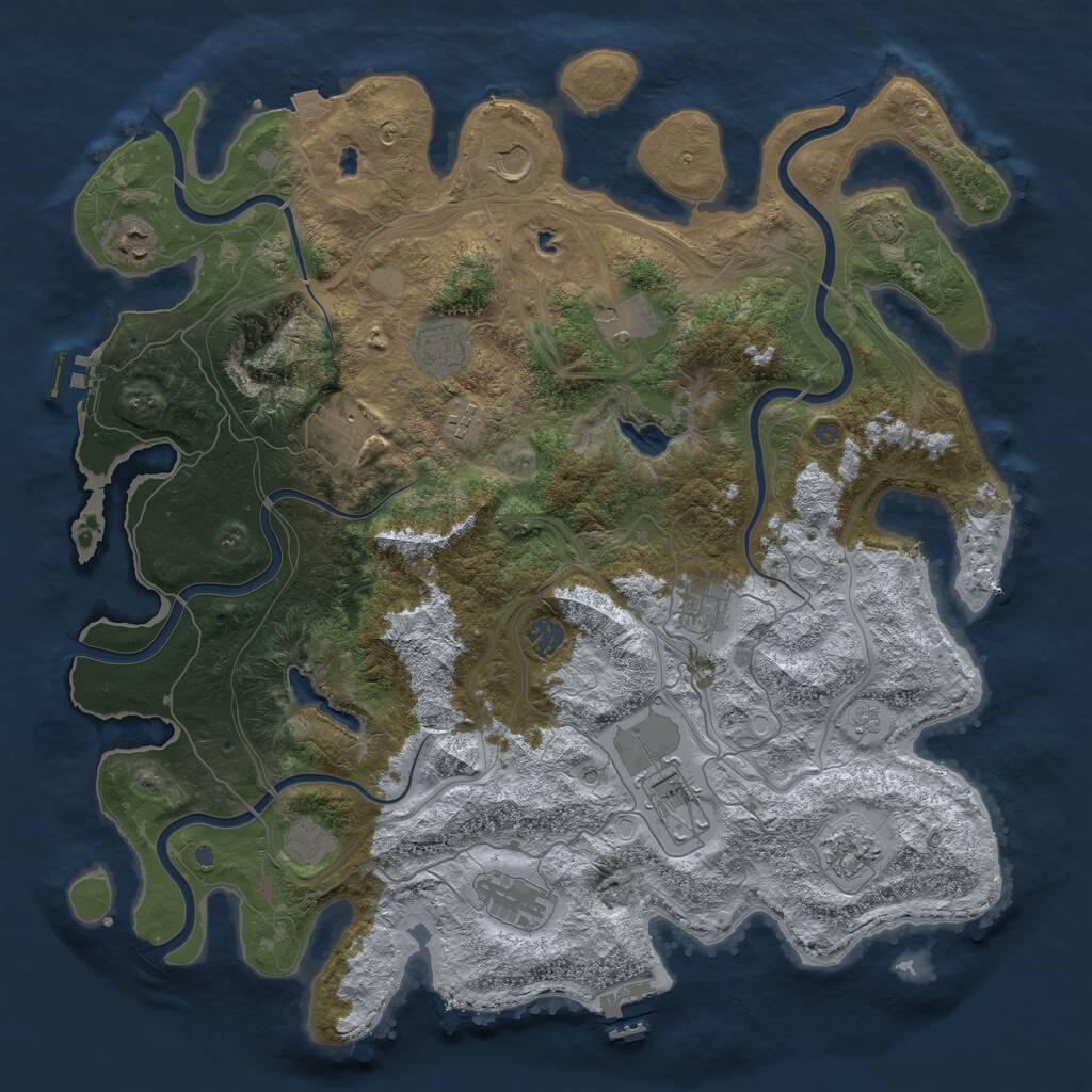 Rust Map: Procedural Map, Size: 4500, Seed: 834973801, 19 Monuments
