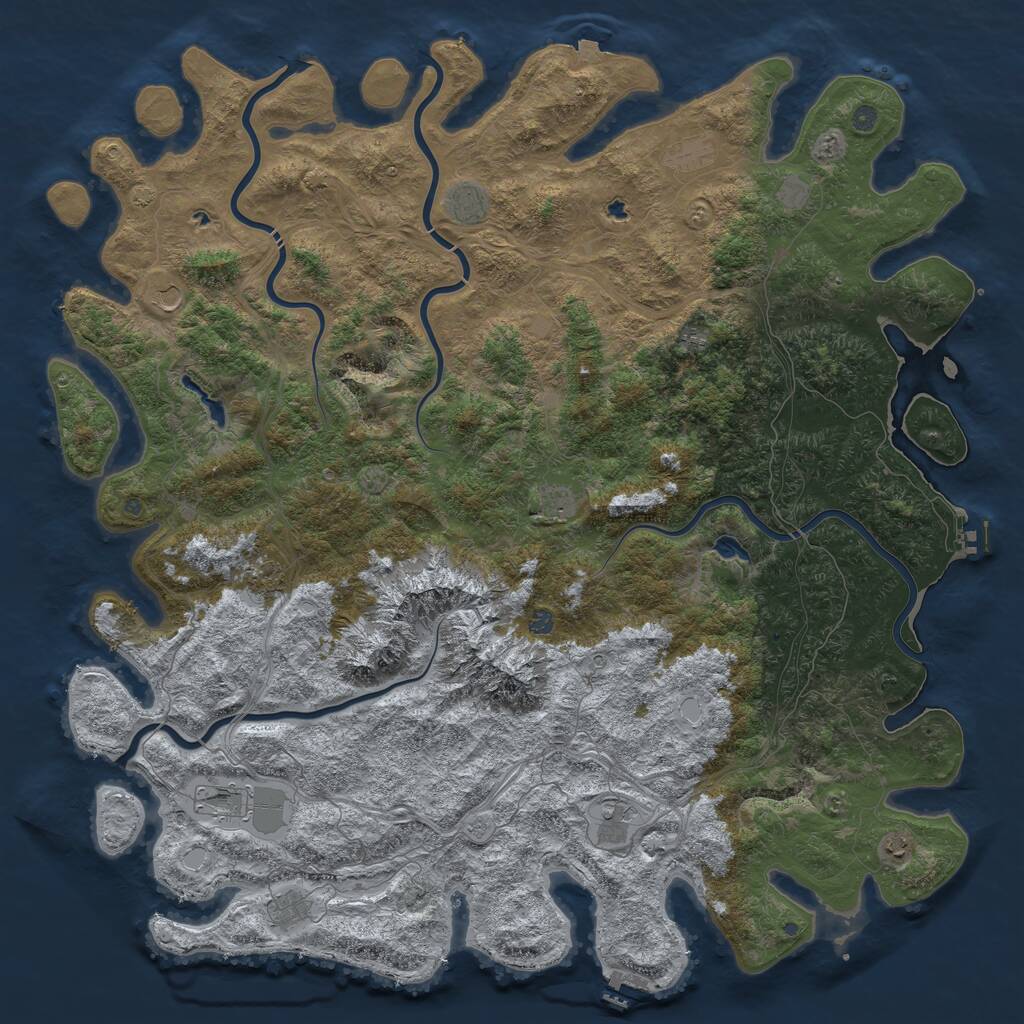 Rust Map: Procedural Map, Size: 6000, Seed: 812092736, 19 Monuments