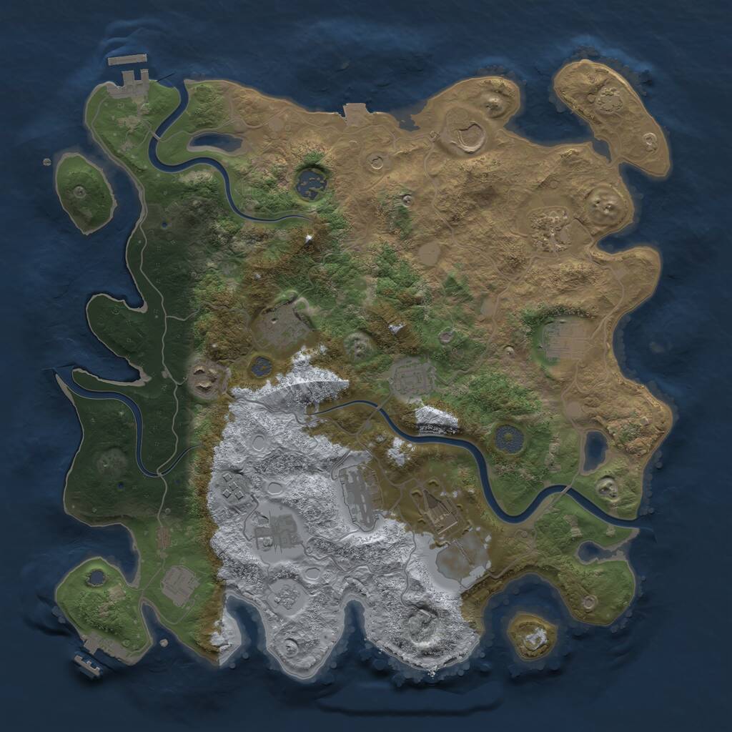 Rust Map: Procedural Map, Size: 3800, Seed: 1416624002, 17 Monuments