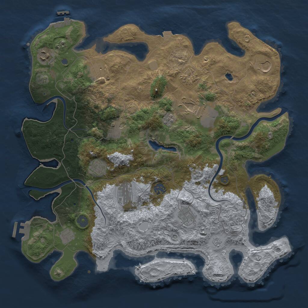 Rust Map: Procedural Map, Size: 4000, Seed: 2090746237, 19 Monuments