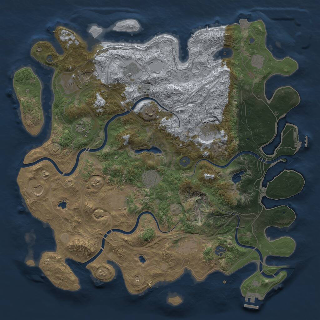 Rust Map: Procedural Map, Size: 4500, Seed: 745154340, 19 Monuments