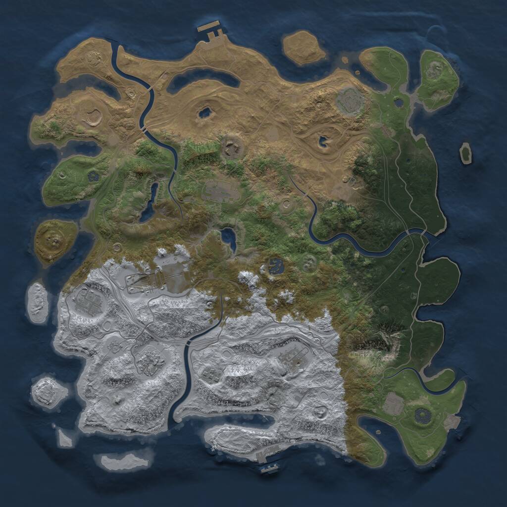 Rust Map: Procedural Map, Size: 4500, Seed: 157227784, 17 Monuments
