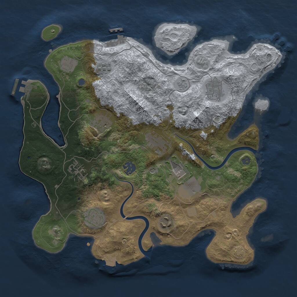 Rust Map: Procedural Map, Size: 3500, Seed: 178371243, 15 Monuments