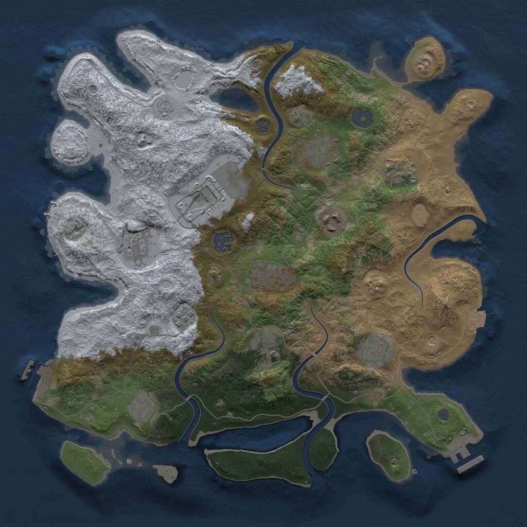 Rust Map: Procedural Map, Size: 3750, Seed: 4025495, 16 Monuments
