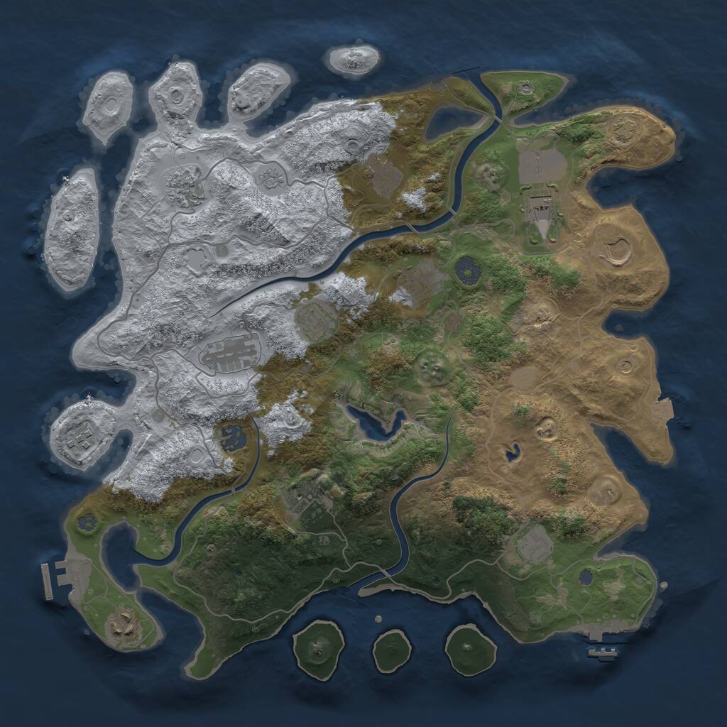 Rust Map: Procedural Map, Size: 4000, Seed: 1444908216, 17 Monuments