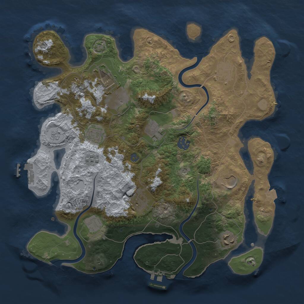 Rust Map: Procedural Map, Size: 3500, Seed: 1900462426, 16 Monuments
