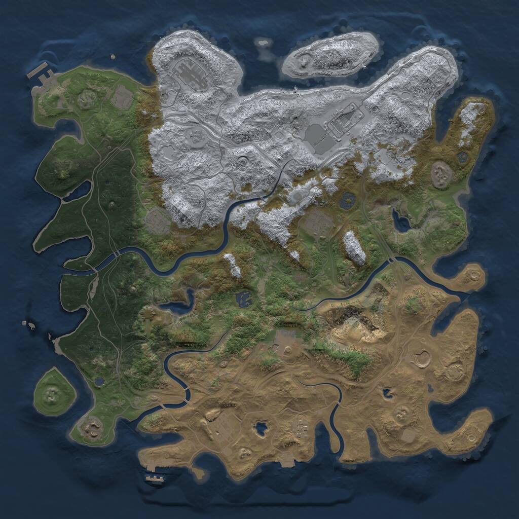 Rust Map: Procedural Map, Size: 4500, Seed: 1438140888, 19 Monuments