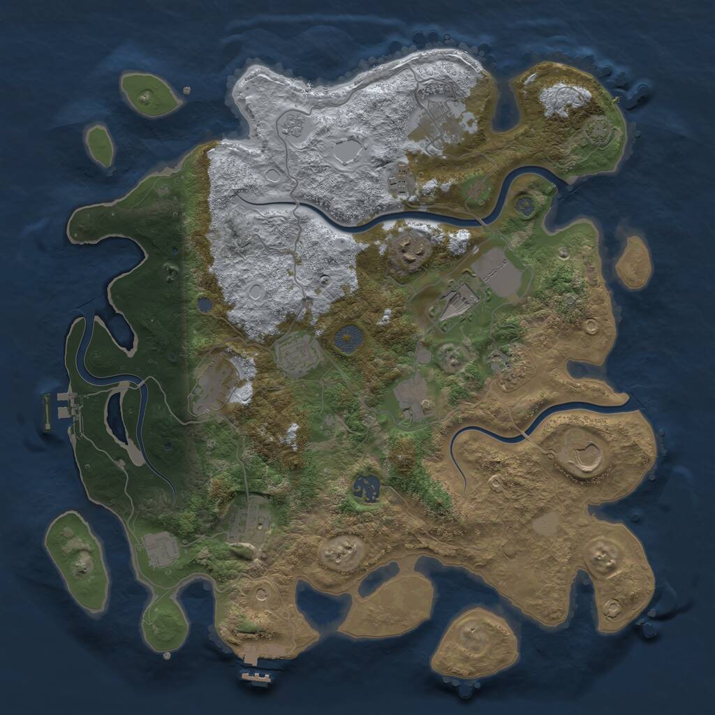 Rust Map: Procedural Map, Size: 3800, Seed: 485541106, 17 Monuments