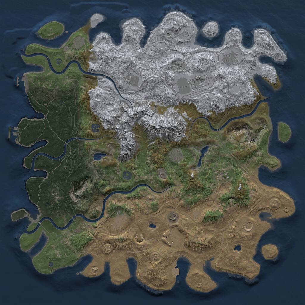 Rust Map: Procedural Map, Size: 5000, Seed: 827310658, 19 Monuments