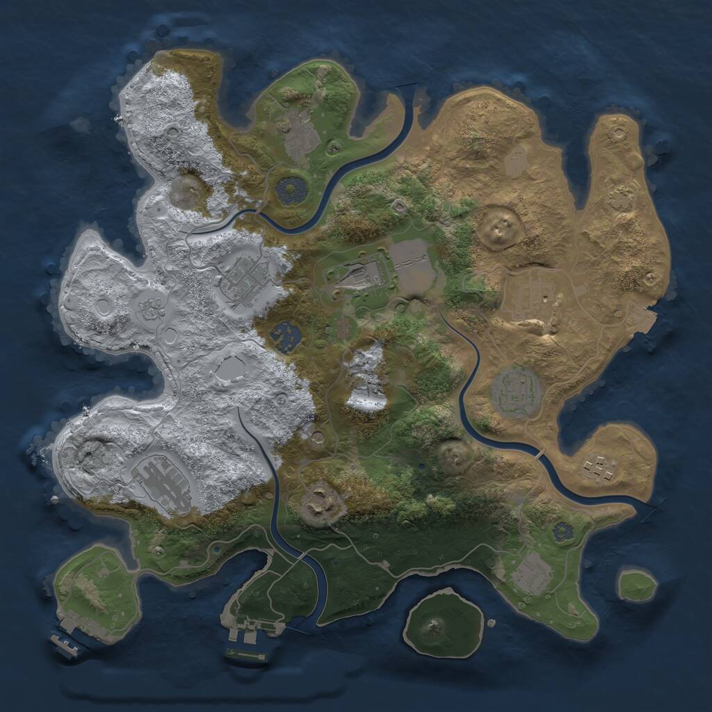 Rust Map: Procedural Map, Size: 3500, Seed: 354120276, 18 Monuments