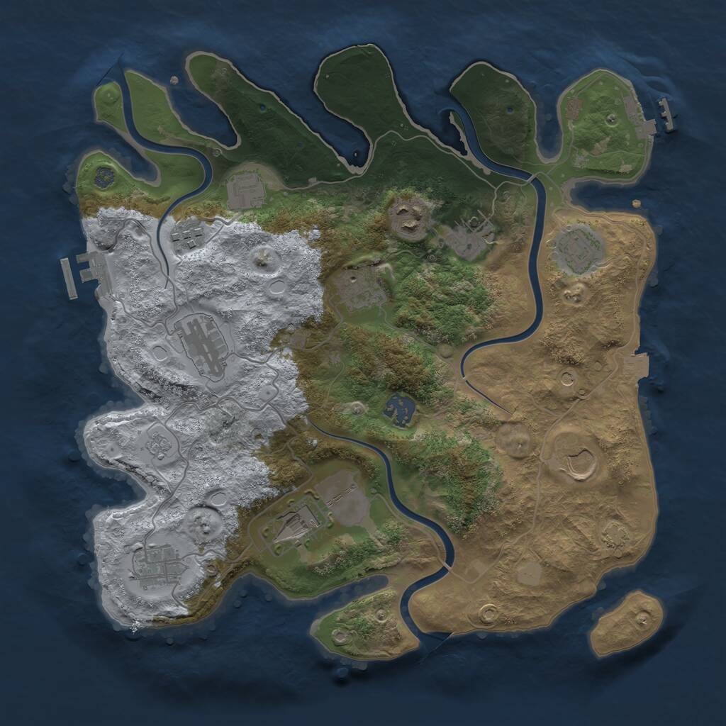Rust Map: Procedural Map, Size: 3500, Seed: 1919943485, 16 Monuments