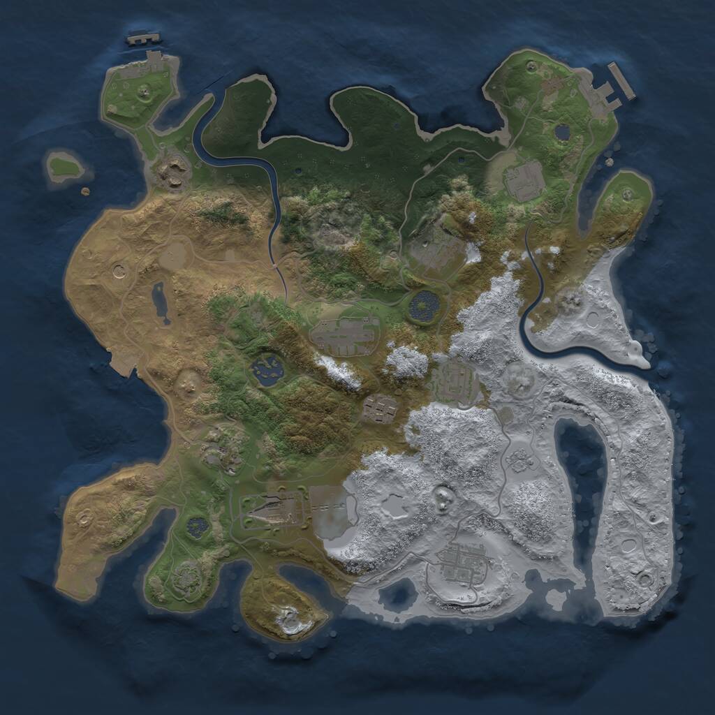 Rust Map: Procedural Map, Size: 3500, Seed: 915560297, 17 Monuments