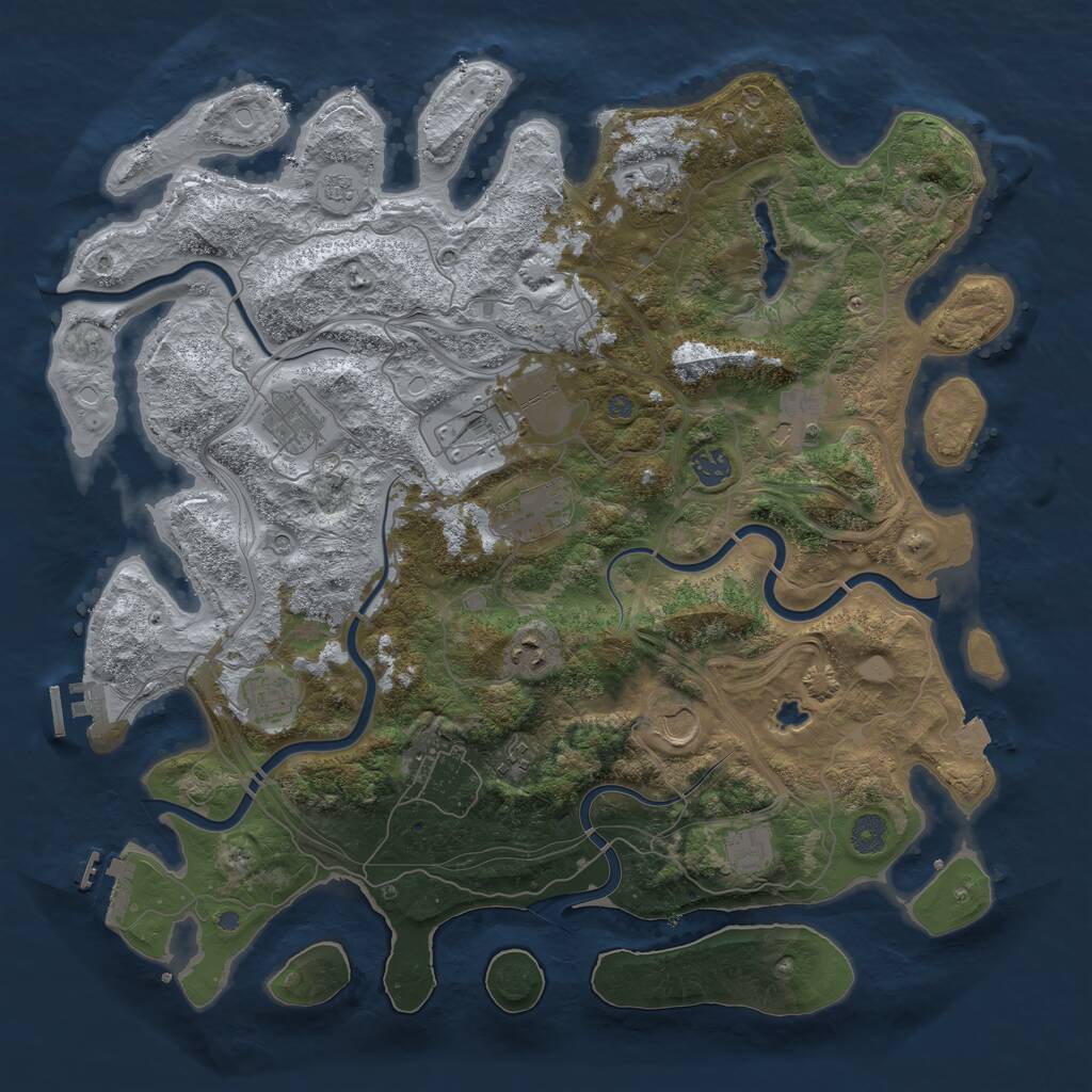 Rust Map: Procedural Map, Size: 4300, Seed: 411185116, 17 Monuments