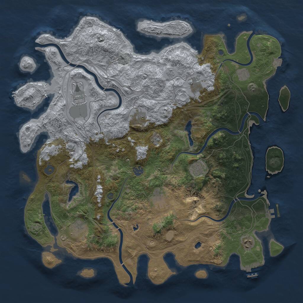 Rust Map: Procedural Map, Size: 4500, Seed: 92053423, 16 Monuments