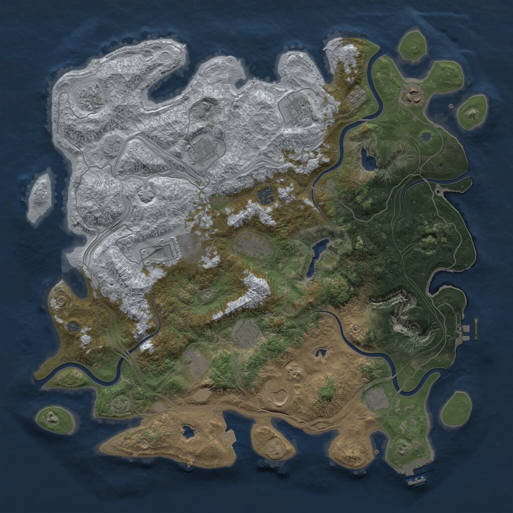 Rust Map: Procedural Map, Size: 4500, Seed: 460039878, 19 Monuments