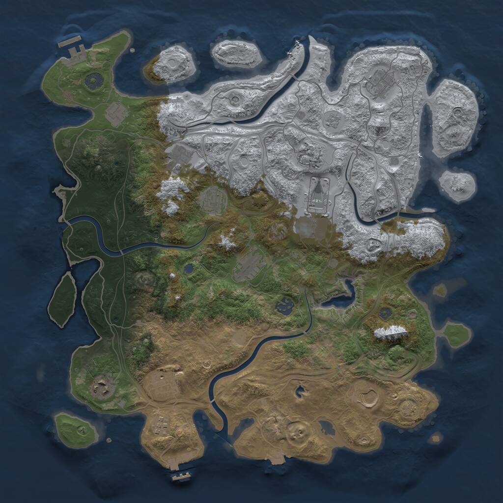 Rust Map: Procedural Map, Size: 4250, Seed: 1272001936, 17 Monuments