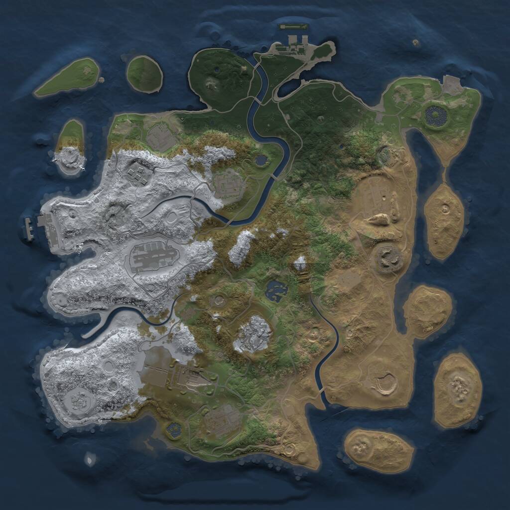Rust Map: Procedural Map, Size: 3500, Seed: 694946244, 18 Monuments