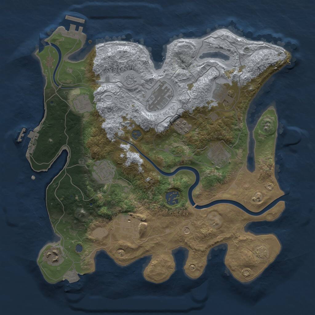 Rust Map: Procedural Map, Size: 3250, Seed: 977050831, 16 Monuments