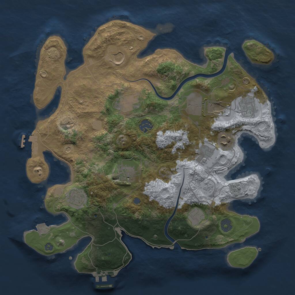 Rust Map: Procedural Map, Size: 3500, Seed: 20260925, 16 Monuments