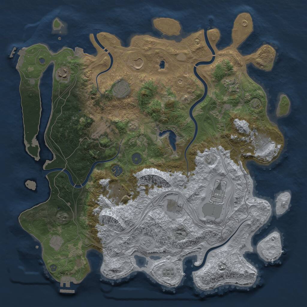 Rust Map: Procedural Map, Size: 4250, Seed: 1674523867, 19 Monuments