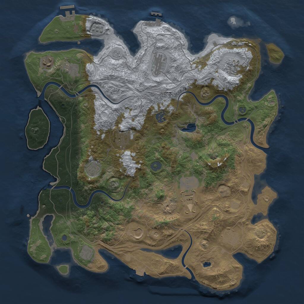 Rust Map: Procedural Map, Size: 4300, Seed: 1486644559, 19 Monuments