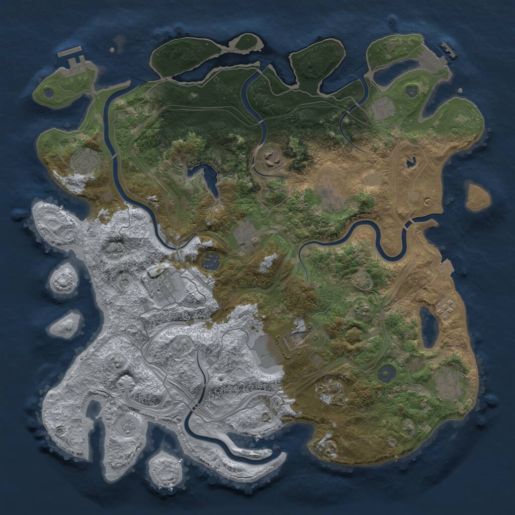 Rust Map: Procedural Map, Size: 4250, Seed: 1404192647, 18 Monuments