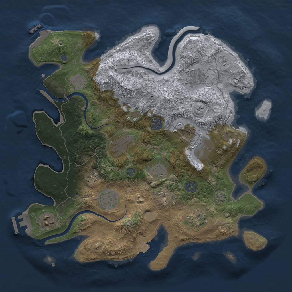 Rust Map: Procedural Map, Size: 3500, Seed: 224933901, 17 Monuments