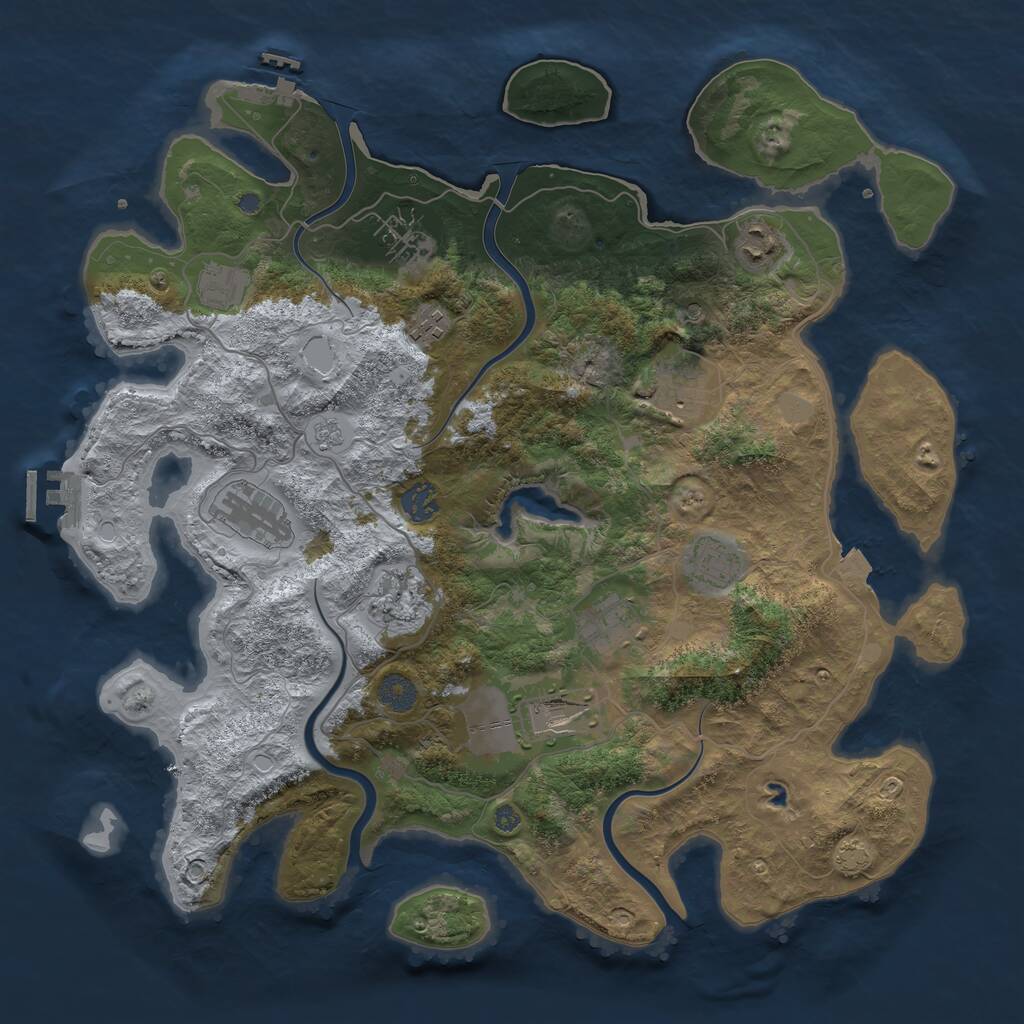 Rust Map: Procedural Map, Size: 4000, Seed: 626262276, 16 Monuments