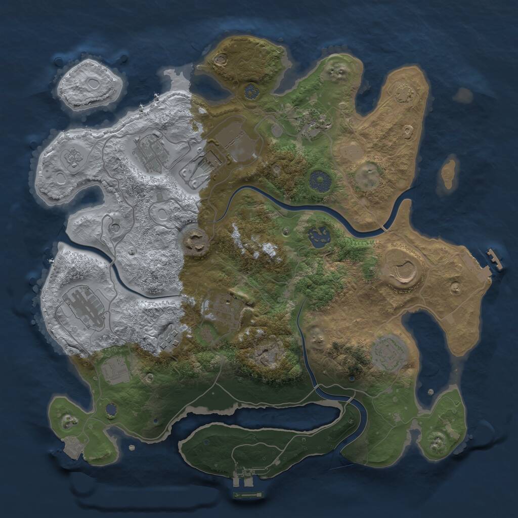Rust Map: Procedural Map, Size: 3500, Seed: 1708301415, 16 Monuments