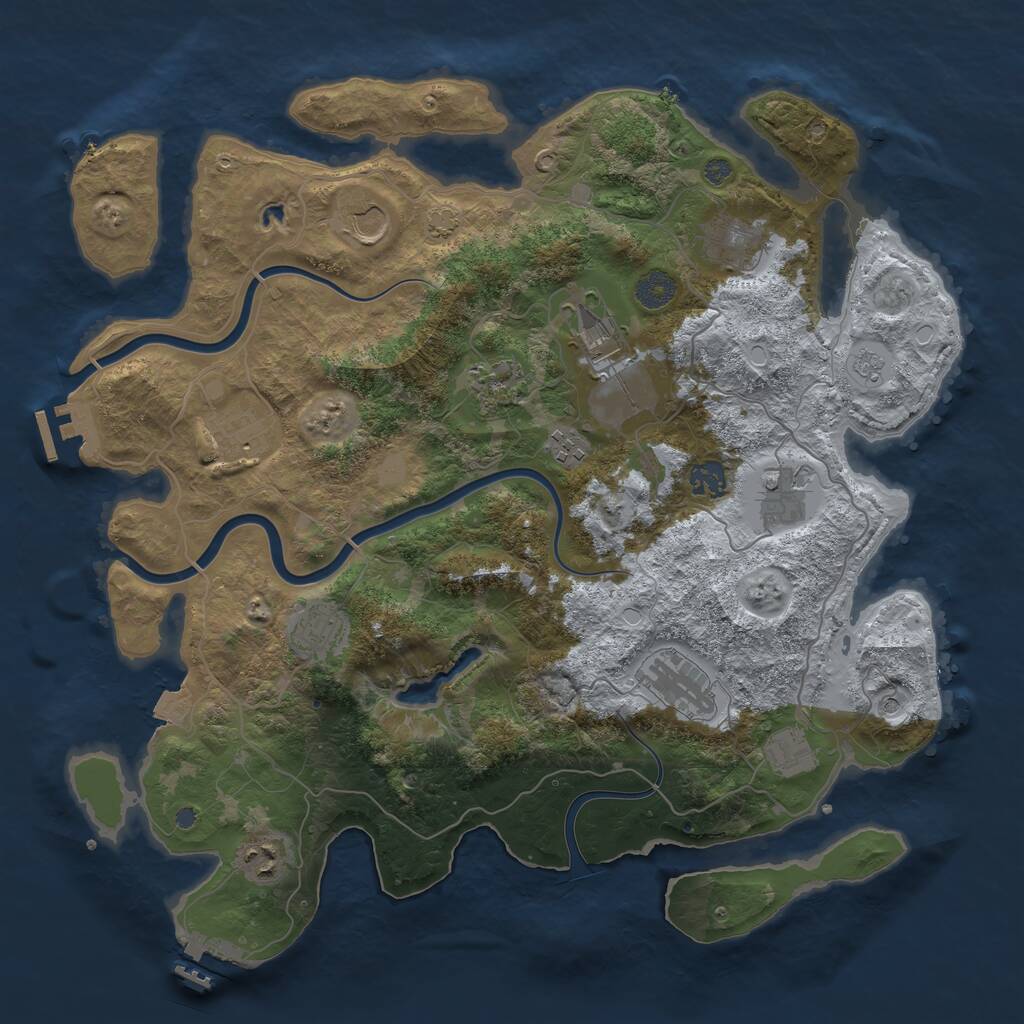 Rust Map: Procedural Map, Size: 4000, Seed: 1361231414, 17 Monuments
