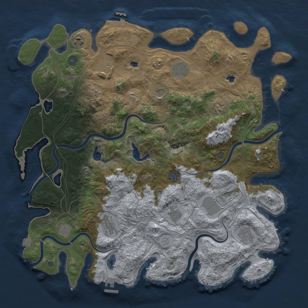 Rust Map: Procedural Map, Size: 4500, Seed: 348876765, 17 Monuments