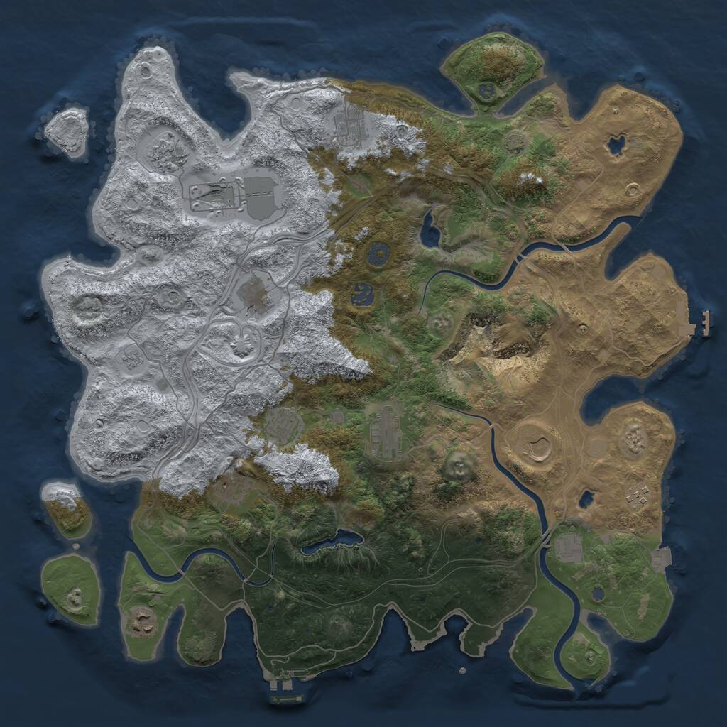 Rust Map: Procedural Map, Size: 4500, Seed: 211649, 17 Monuments