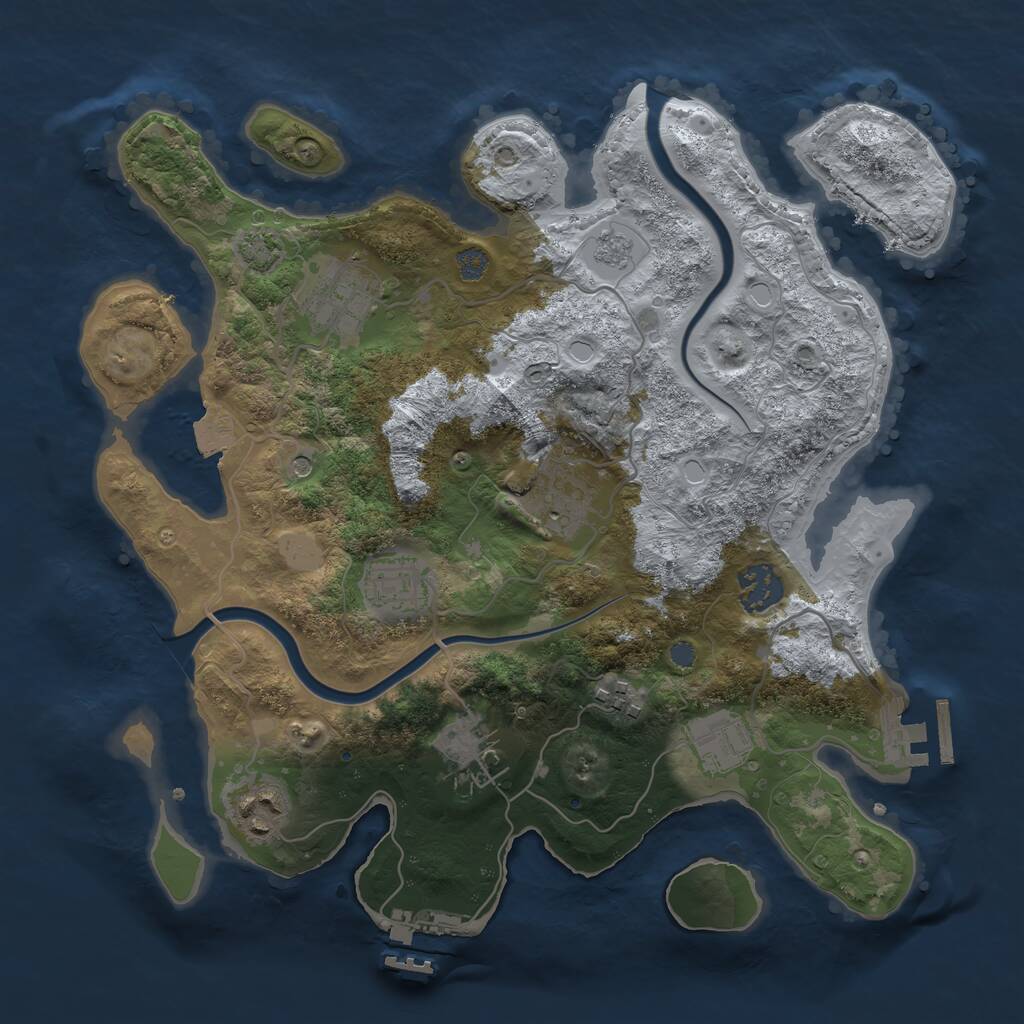 Rust Map: Procedural Map, Size: 3200, Seed: 86446, 15 Monuments