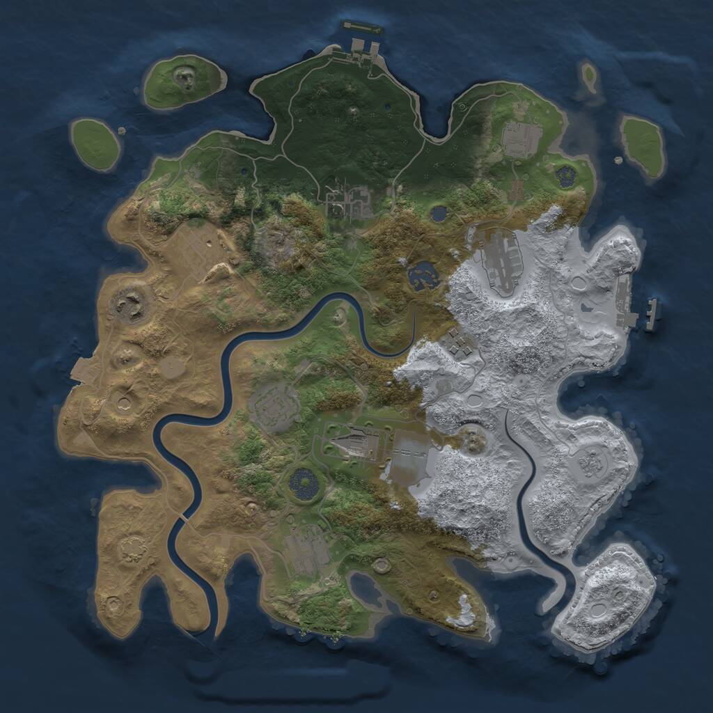 Rust Map: Procedural Map, Size: 3500, Seed: 67987, 17 Monuments