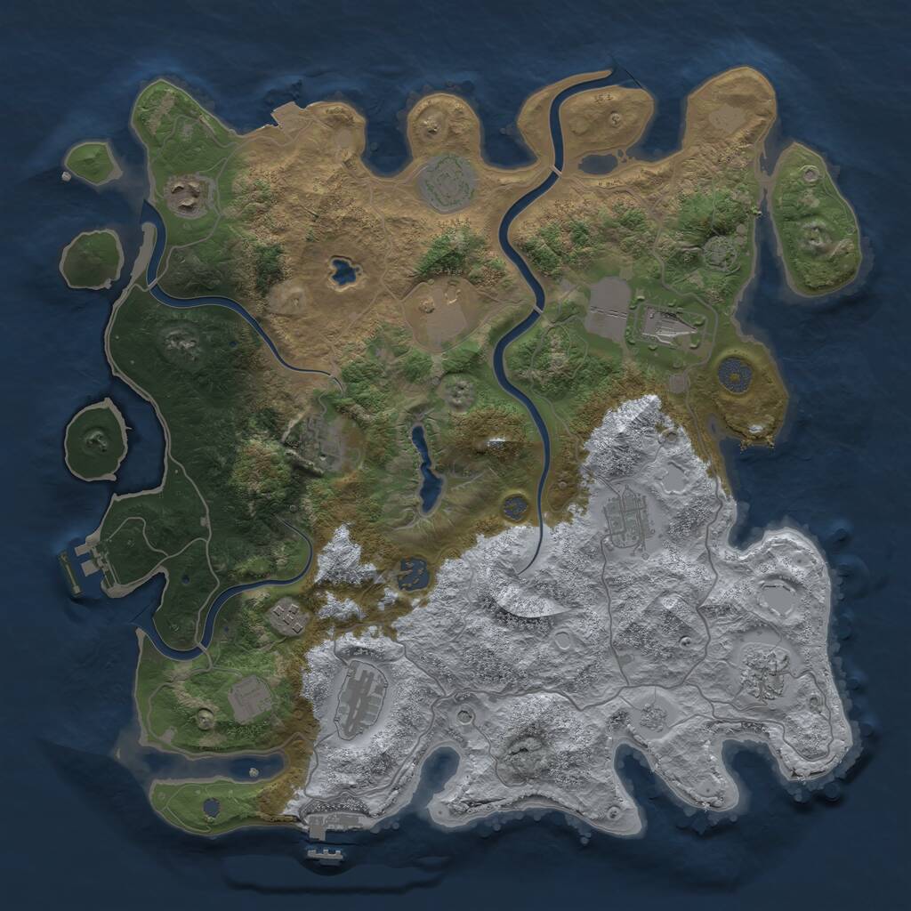 Rust Map: Procedural Map, Size: 4000, Seed: 1361858059, 18 Monuments