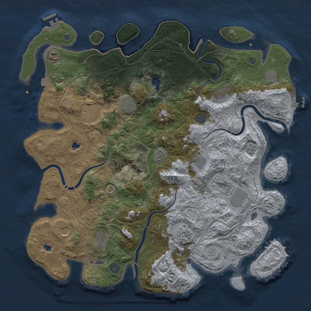 Rust Map: Procedural Map, Size: 4500, Seed: 528795, 17 Monuments