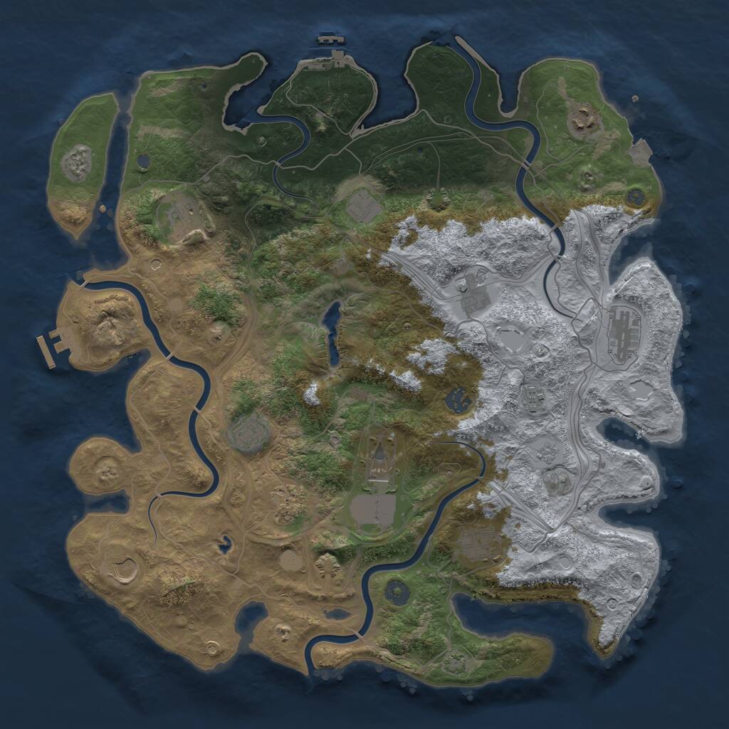 Rust Map: Procedural Map, Size: 4300, Seed: 6202415, 19 Monuments