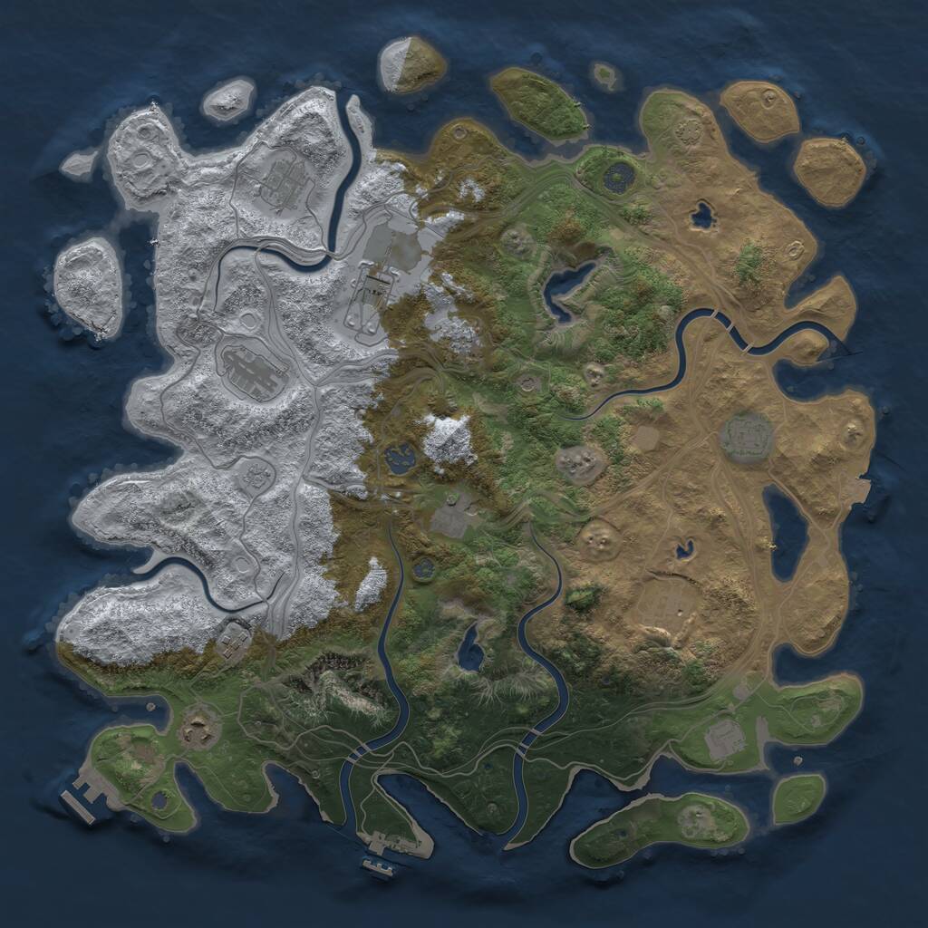 Rust Map: Procedural Map, Size: 4500, Seed: 1756326968, 18 Monuments