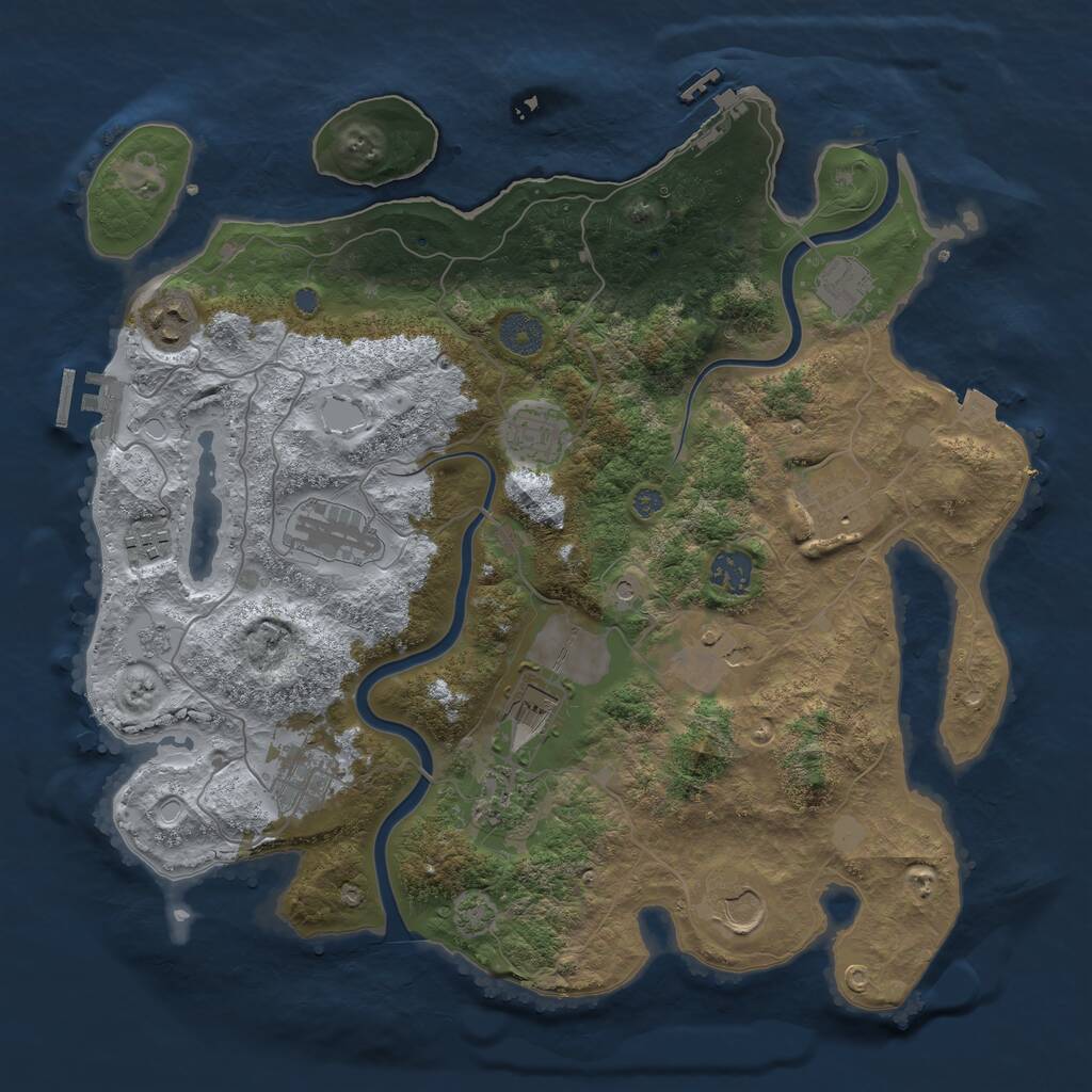 Rust Map: Procedural Map, Size: 3750, Seed: 2093032629, 19 Monuments