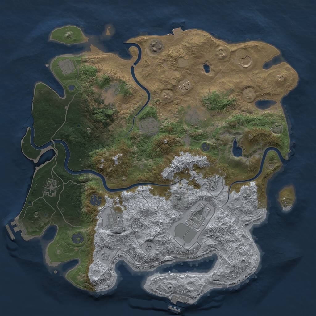 Rust Map: Procedural Map, Size: 4000, Seed: 607547761, 19 Monuments