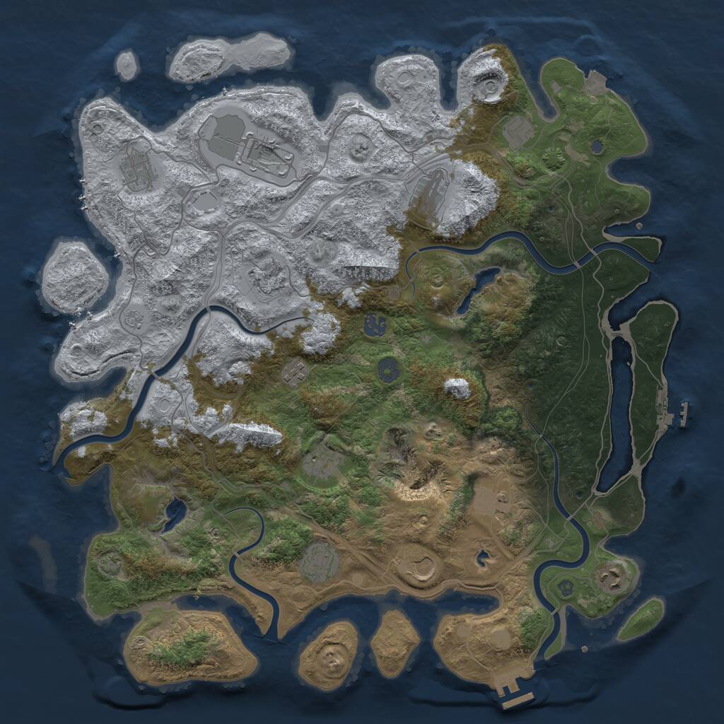 Rust Map: Procedural Map, Size: 4500, Seed: 1581170764, 17 Monuments