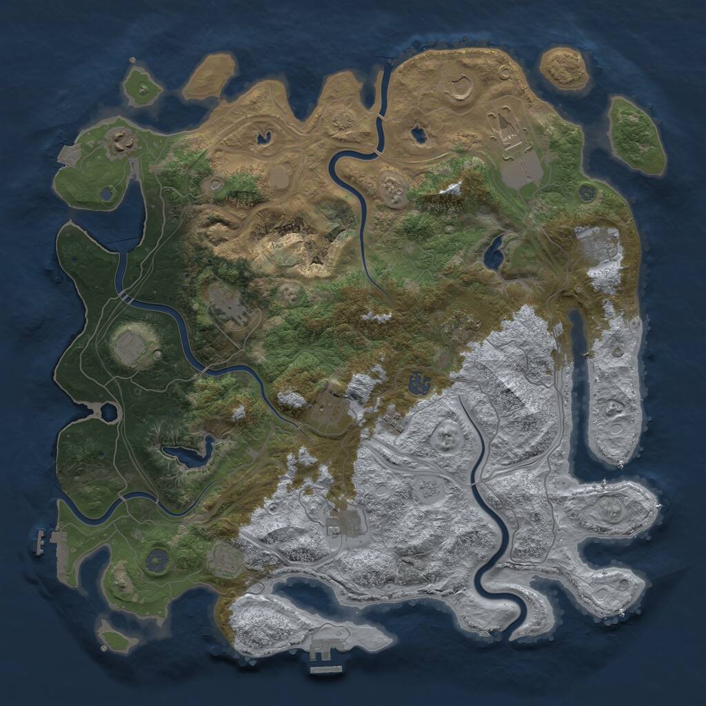 Rust Map: Procedural Map, Size: 4500, Seed: 334048073, 17 Monuments