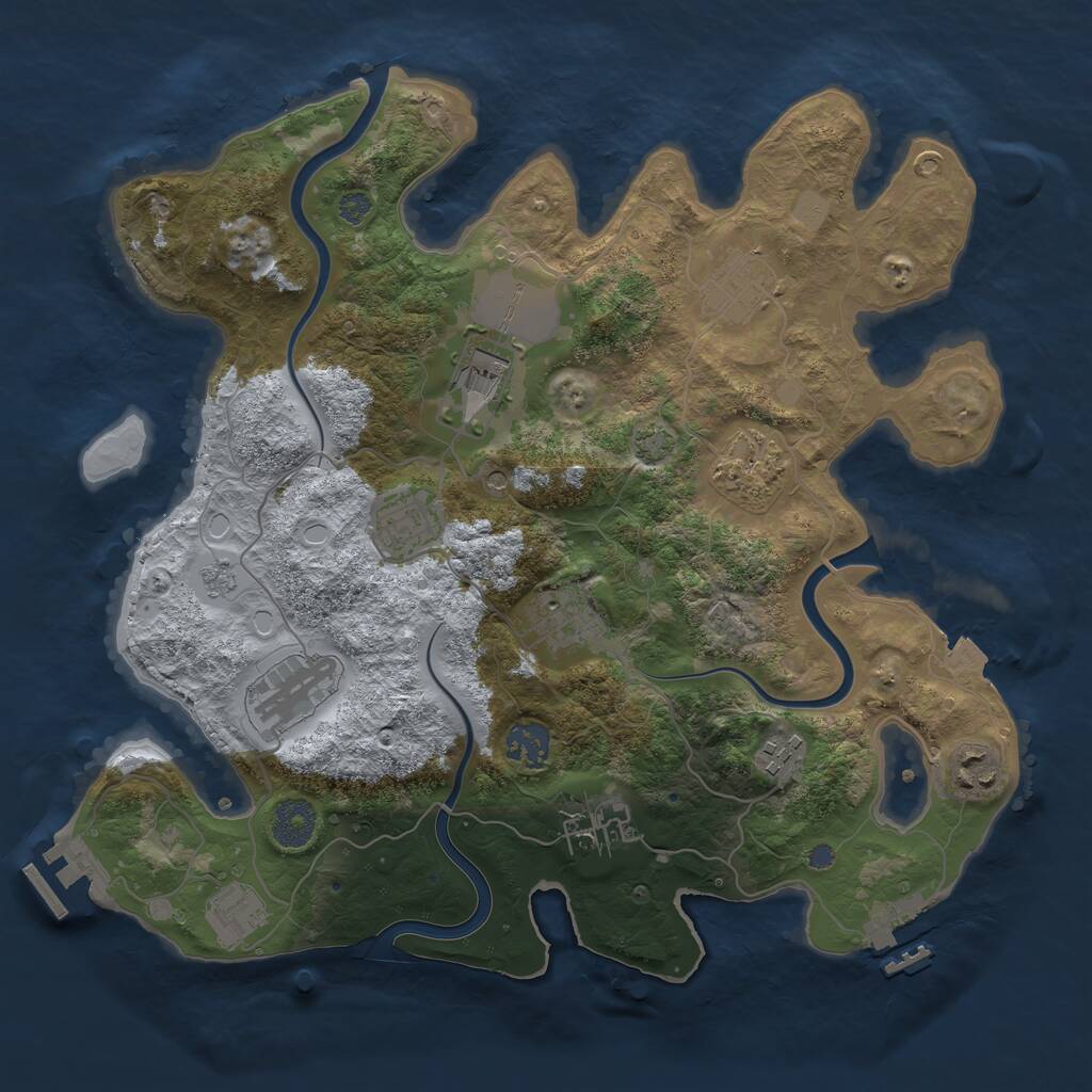 Rust Map: Procedural Map, Size: 3500, Seed: 974513085, 18 Monuments